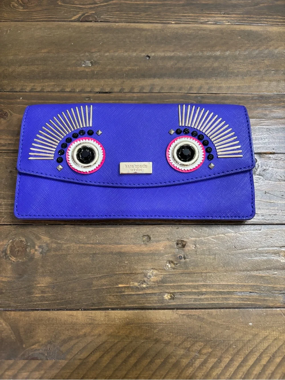 Kate Spade Liana Monster Purple Leather Wallet